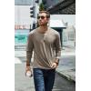 COOFANDY Men’s Henley T-Shirt Long Sleeve Casual Lightweight Pullover Shirts Soft Stretch Basic Tees Fall Tops(Khaki)