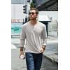 COOFANDY Men’s Henley T-Shirt Long Sleeve Casual Lightweight Pullover Shirts Soft Stretch Basic Tees Fall Tops(Light Grey)