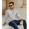 COOFANDY Men’s Henley T-Shirt Long Sleeve Casual Lightweight Pullover Shirts Soft Stretch Basic Tees Fall Tops(Light Grey)