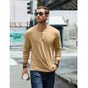 COOFANDY Men’s Henley T-Shirt Long Sleeve Casual Lightweight Pullover Shirts Soft Stretch Basic Tees Fall Tops(Light Khaki)