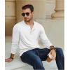 COOFANDY Men’s Henley T-Shirt Long Sleeve Casual Lightweight Pullover Shirts Soft Stretch Basic Tees Fall Tops(White)