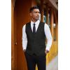 COOFANDY Men’s Herringbone Tweed Suit Vests Slim Fit Waistcoat Casual Business Dress Vest(Black)