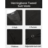 COOFANDY Men’s Herringbone Tweed Suit Vests Slim Fit Waistcoat Casual Business Dress Vest(Black)