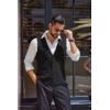 COOFANDY Men’s Herringbone Tweed Suit Vests Slim Fit Waistcoat Casual Business Dress Vest(Black)