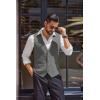 COOFANDY Men’s Herringbone Tweed Suit Vests Slim Fit Waistcoat Casual Business Dress Vest(Dark Grey)