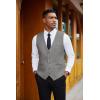 COOFANDY Men’s Herringbone Tweed Suit Vests Slim Fit Waistcoat Casual Business Dress Vest(Dark Grey)