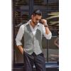 COOFANDY Men’s Herringbone Tweed Suit Vests Slim Fit Waistcoat Casual Business Dress Vest(Grey)