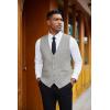 COOFANDY Men’s Herringbone Tweed Suit Vests Slim Fit Waistcoat Casual Business Dress Vest(Grey)