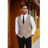 COOFANDY Men’s Herringbone Tweed Suit Vests Slim Fit Waistcoat Casual Business Dress Vest(Khaki)