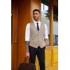 COOFANDY Men’s Herringbone Tweed Suit Vests Slim Fit Waistcoat Casual Business Dress Vest(Khaki)