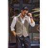 COOFANDY Men’s Herringbone Tweed Suit Vests Slim Fit Waistcoat Casual Business Dress Vest(Khaki)
