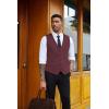 COOFANDY Men’s Herringbone Tweed Suit Vests Slim Fit Waistcoat Casual Business Dress Vest(Red)
