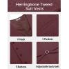 COOFANDY Men’s Herringbone Tweed Suit Vests Slim Fit Waistcoat Casual Business Dress Vest(Red)