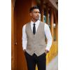 COOFANDY Men’s Herringbone Tweed Suit Vests Slim Fit Waistcoat Casual Business Dress Vest(Teal Grey)