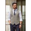 COOFANDY Men’s Herringbone Tweed Suit Vests Slim Fit Waistcoat Casual Business Dress Vest(Teal Grey)