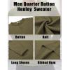 COOFANDY Men’s Knit Henley Sweater Long Sleeve Button Down Fall Sweaters and Pullovers(Army Green)