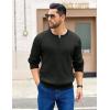 COOFANDY Men’s Knit Henley Sweater Long Sleeve Button Down Fall Sweaters and Pullovers(Black)