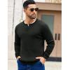 COOFANDY Men’s Knit Henley Sweater Long Sleeve Button Down Fall Sweaters and Pullovers(Black)