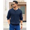 COOFANDY Men’s Knit Henley Sweater Long Sleeve Button Down Fall Sweaters and Pullovers(Blue Violet)