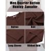 COOFANDY Men’s Knit Henley Sweater Long Sleeve Button Down Fall Sweaters and Pullovers(Brown)