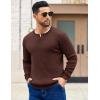 COOFANDY Men’s Knit Henley Sweater Long Sleeve Button Down Fall Sweaters and Pullovers(Brown)