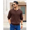COOFANDY Men’s Knit Henley Sweater Long Sleeve Button Down Fall Sweaters and Pullovers(Brown)