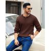 COOFANDY Men’s Knit Henley Sweater Long Sleeve Button Down Fall Sweaters and Pullovers(Brown)