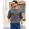 COOFANDY Men’s Knit Henley Sweater Long Sleeve Button Down Fall Sweaters and Pullovers(Dark Grey)
