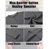 COOFANDY Men’s Knit Henley Sweater Long Sleeve Button Down Fall Sweaters and Pullovers(Dark Grey)