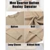 COOFANDY Men’s Knit Henley Sweater Long Sleeve Button Down Fall Sweaters and Pullovers(Khaki)