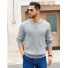COOFANDY Men’s Knit Henley Sweater Long Sleeve Button Down Fall Sweaters and Pullovers(Light Grey)