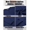 COOFANDY Men’s Knit Henley Sweater Long Sleeve Button Down Fall Sweaters and Pullovers(Navy Blue)