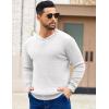 COOFANDY Men’s Knit Henley Sweater Long Sleeve Button Down Fall Sweaters and Pullovers(White)