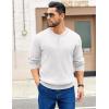 COOFANDY Men’s Knit Henley Sweater Long Sleeve Button Down Fall Sweaters and Pullovers(White)