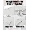 COOFANDY Men’s Knit Henley Sweater Long Sleeve Button Down Fall Sweaters and Pullovers(White)