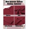 COOFANDY Men’s Knit Henley Sweater Long Sleeve Button Down Fall Sweaters and Pullovers(Wine Red)
