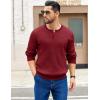 COOFANDY Men’s Knit Henley Sweater Long Sleeve Button Down Fall Sweaters and Pullovers(Wine Red)