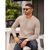 COOFANDY Mens Knit Henley T-Shirts Dress Long Sleeve Sweater Casual Collarless Quarter Button Pullover(Apricot)