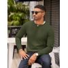 COOFANDY Mens Knit Henley T-Shirts Dress Long Sleeve Sweater Casual Collarless Quarter Button Pullover(Army Green)