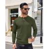 COOFANDY Mens Knit Henley T-Shirts Dress Long Sleeve Sweater Casual Collarless Quarter Button Pullover(Army Green)