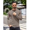 COOFANDY Mens Knit Henley T-Shirts Dress Long Sleeve Sweater Casual Collarless Quarter Button Pullover(Brown)