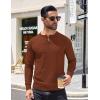 COOFANDY Mens Knit Henley T-Shirts Dress Long Sleeve Sweater Casual Collarless Quarter Button Pullover(Caramel)