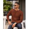 COOFANDY Mens Knit Henley T-Shirts Dress Long Sleeve Sweater Casual Collarless Quarter Button Pullover(Caramel)