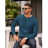 COOFANDY Mens Knit Henley T-Shirts Dress Long Sleeve Sweater Casual Collarless Quarter Button Pullover(Dark Blue)