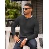 COOFANDY Mens Knit Henley T-Shirts Dress Long Sleeve Sweater Casual Collarless Quarter Button Pullover(Dark Gray)