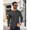 COOFANDY Mens Knit Henley T-Shirts Dress Long Sleeve Sweater Casual Collarless Quarter Button Pullover(Dark Gray)