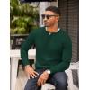 COOFANDY Mens Knit Henley T-Shirts Dress Long Sleeve Sweater Casual Collarless Quarter Button Pullover(Dark Green)
