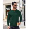 COOFANDY Mens Knit Henley T-Shirts Dress Long Sleeve Sweater Casual Collarless Quarter Button Pullover(Dark Green)
