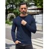 COOFANDY Mens Knit Henley T-Shirts Dress Long Sleeve Sweater Casual Collarless Quarter Button Pullover(Dark Navy Blue)