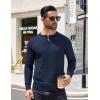 COOFANDY Mens Knit Henley T-Shirts Dress Long Sleeve Sweater Casual Collarless Quarter Button Pullover(Dark Navy Blue)